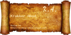 Krakker Abod névjegykártya